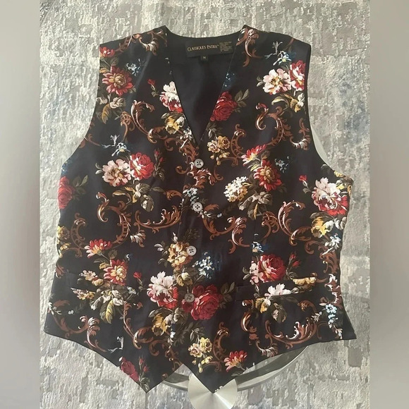 100% silk floral vest - Picture 1 of 5